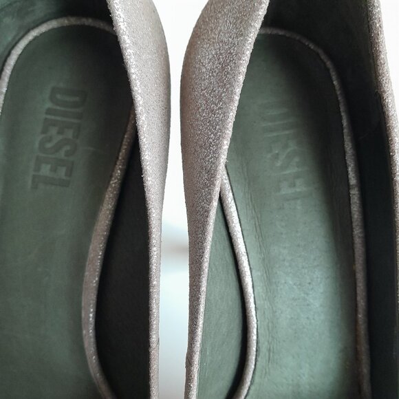 Diesel Women’s 'Melrose' Ashly Platform Leather Heels Brown/Silver Size 7 - Picture 8 of 14